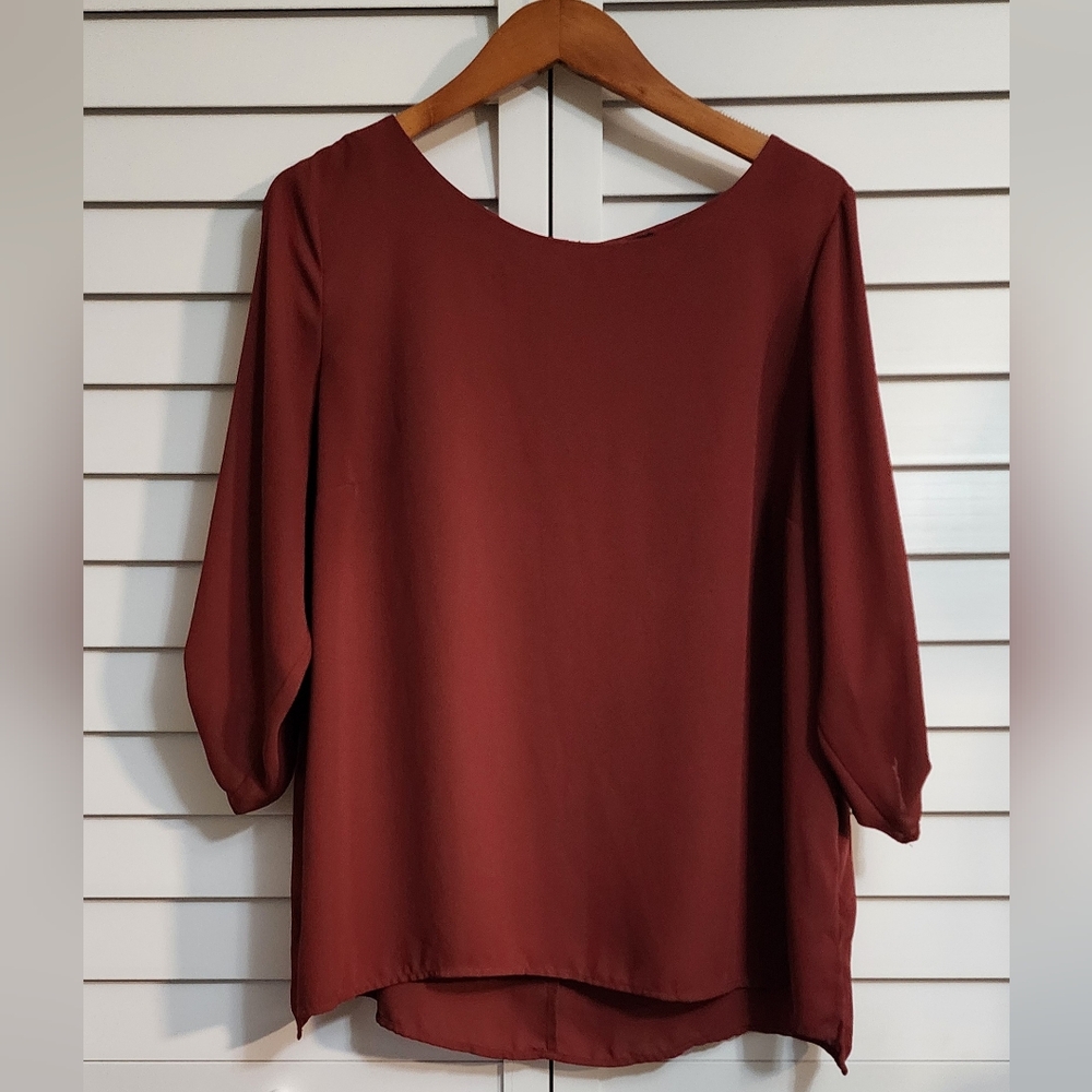 Fall Autumn Rich Maroon Terracotta Excellent Condition Blouse  XL